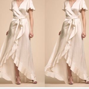 Anthropologie Ghost London ivory satin dress